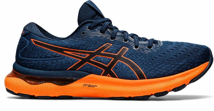 Footwear * | Asics Men'S Gel-Nimbus 24 (402 French Blue/Shocking Orange)