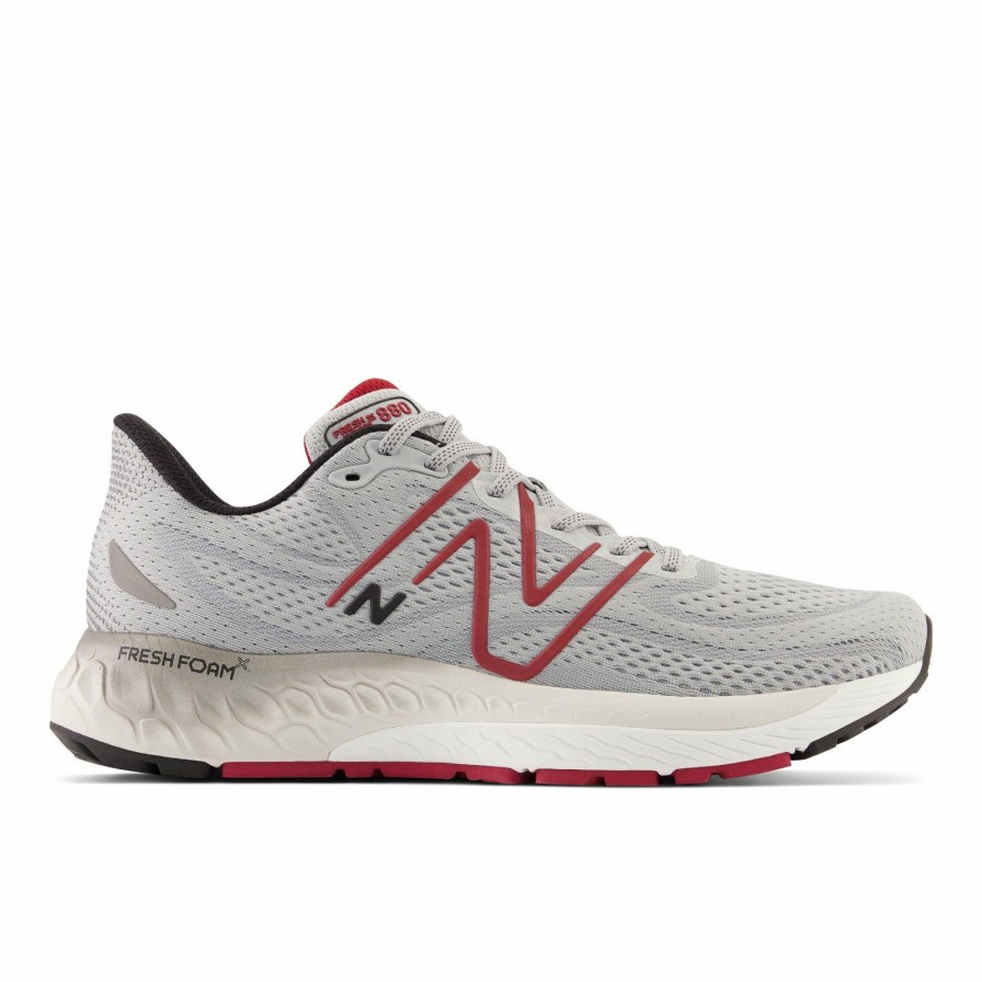 Footwear * | New Balance Men'S Fresh Foam X 880 V13 Wide (G Aluminum Grey/Crimson/Black)