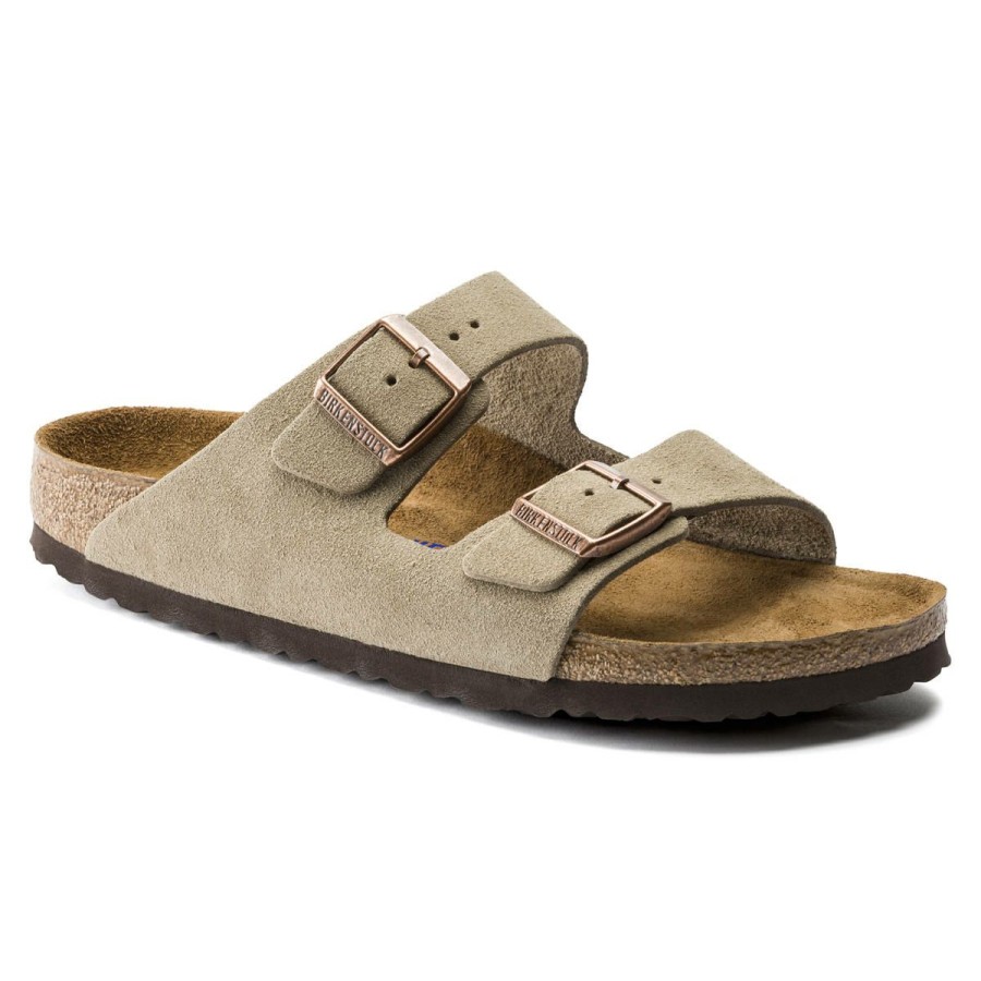 Sandals * | Women'S Birkenstock Arizona Soft Footbed Taupe Suede Birk-951301