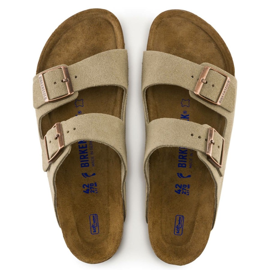 Sandals * | Women'S Birkenstock Arizona Soft Footbed Taupe Suede Birk-951301