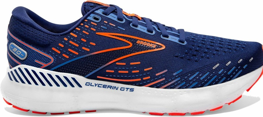 Footwear * | Brooks Men'S Glycerin Gts 20 (444 Blue Depth/Palace Blue/Orange)