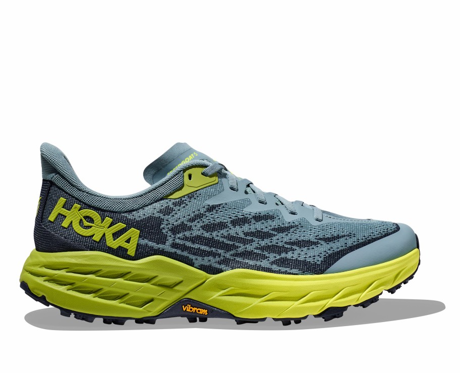 Footwear * | Hoka Men'S Speedgoat 5 Wide (Sbdct Stone Blue/Dark Citron)