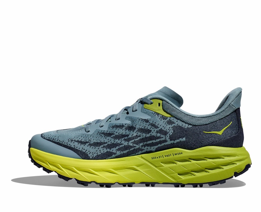 Footwear * | Hoka Men'S Speedgoat 5 Wide (Sbdct Stone Blue/Dark Citron)