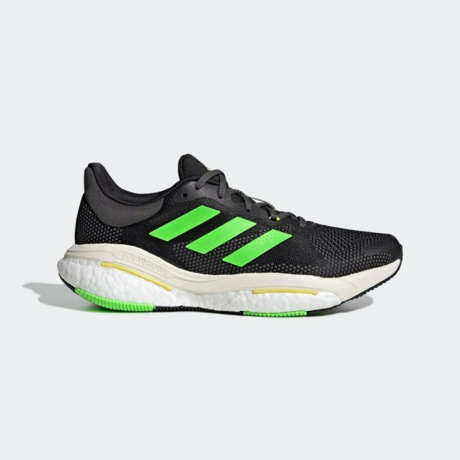 Footwear * | Adidas Men'S Solar Glide 5 (Core Black/Solar Green/Beam Yellow)