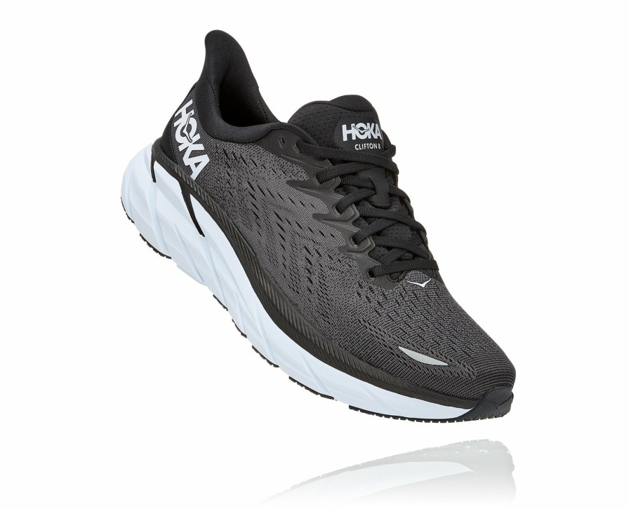 Footwear * | Hoka Men'S Clifton 8 (Bwht Black/White)