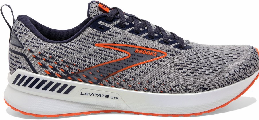 Footwear * | Brooks Men'S Levitate 5 Gts (034 Grey/Peacoat/Flame)