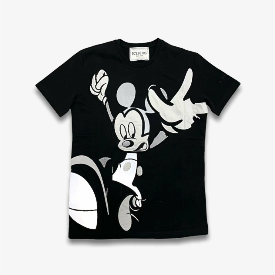 Iceberg * | Iceberg T-Shirt With Mickey Mouse Graphic Black