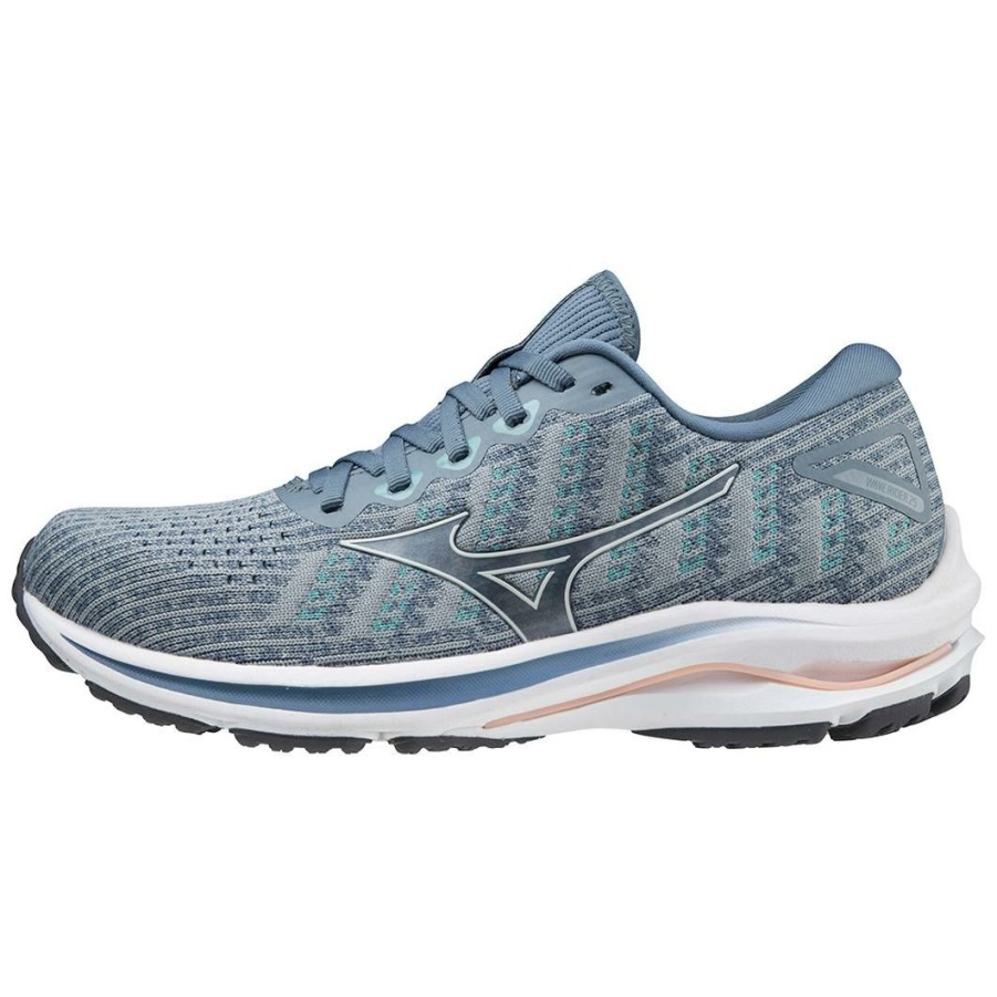 Footwear * | Mizuno Women'S Wave Rider 25 Waveknit (9Uvg Quarry-Vaporous Gray)