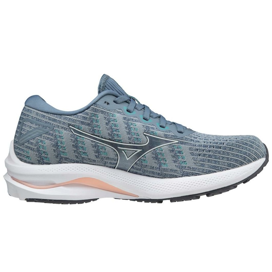 Footwear * | Mizuno Women'S Wave Rider 25 Waveknit (9Uvg Quarry-Vaporous Gray)