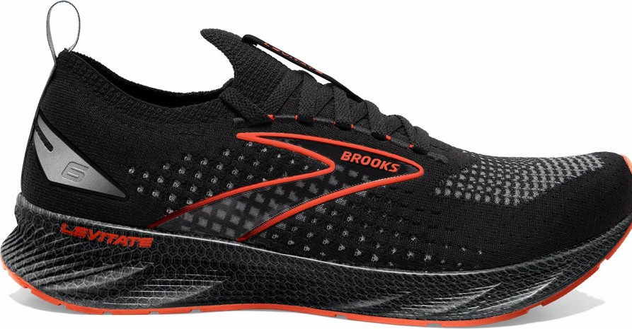 Footwear * | Brooks Men'S Levitate Stealthfit 6 (090 Black/Spicy Orange)