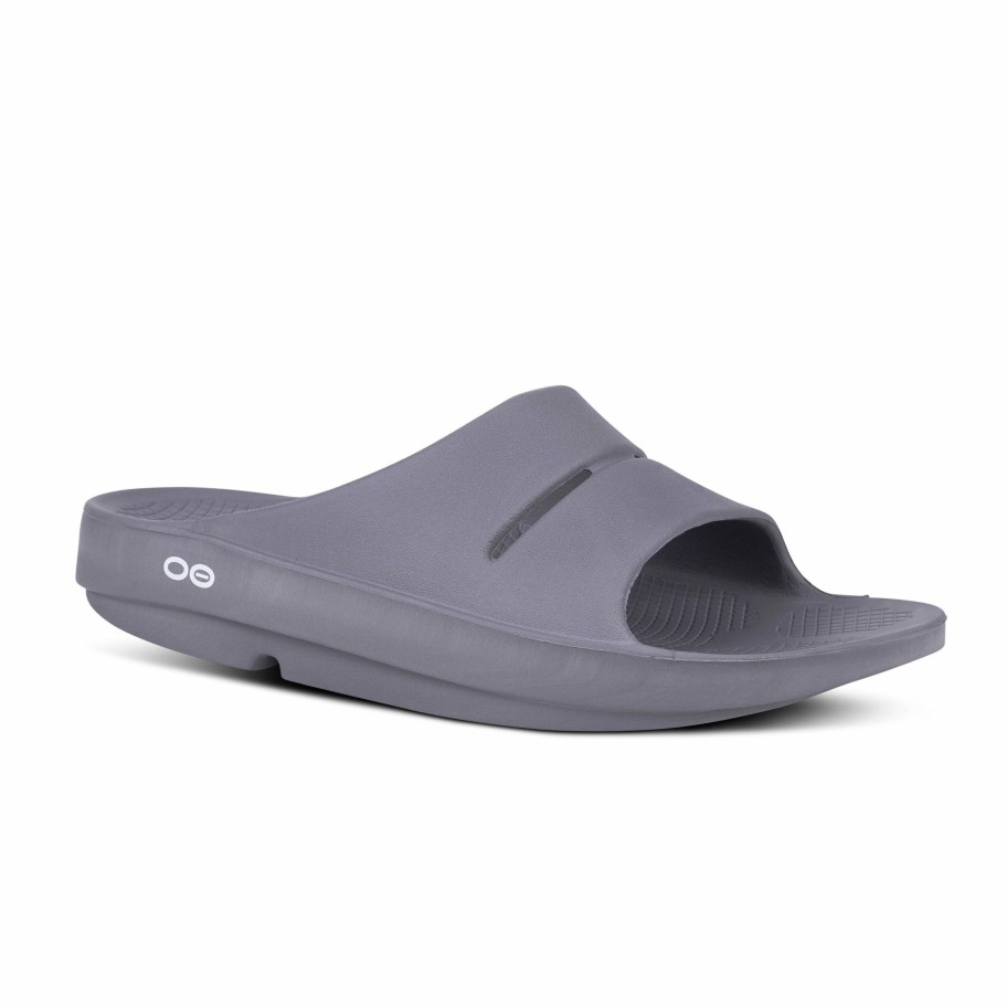 Footwear * | Oofos Unisex Ooahh Slide Sandal (Slate)