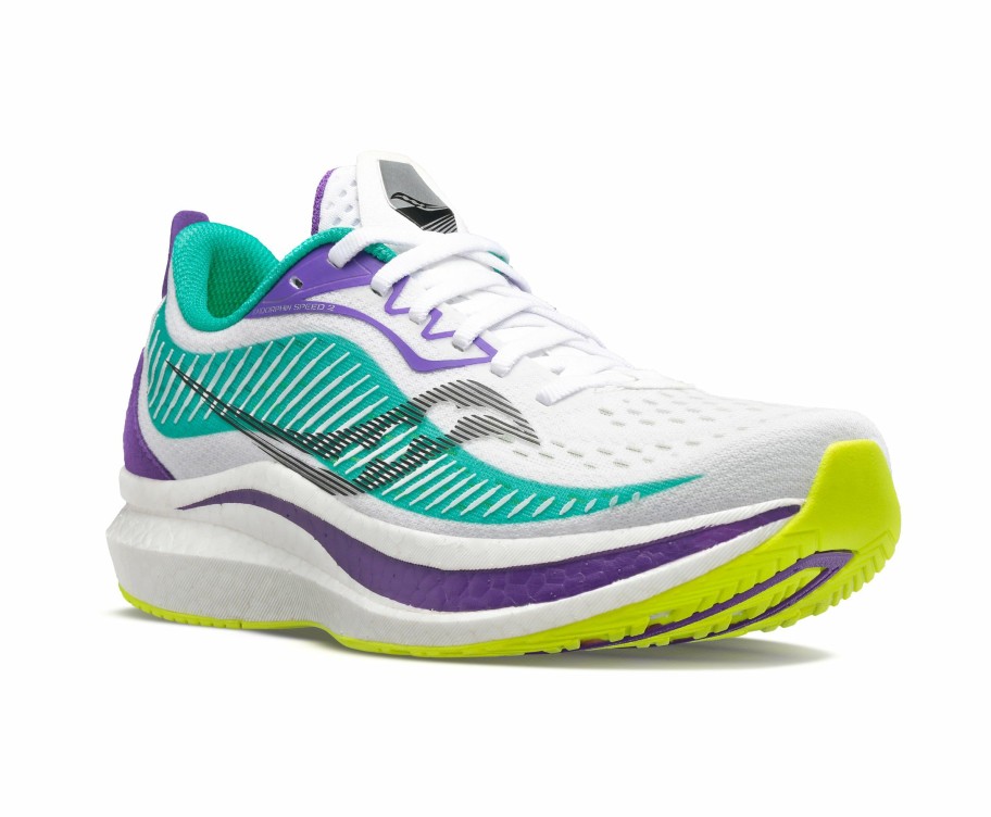 Footwear * | Saucony Women'S Endorphin Speed 2 "Hot Streak" (116 White/Jade)