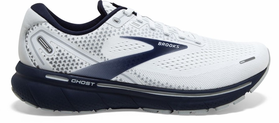 Footwear * | Brooks Men'S Ghost 14 (190 White/Grey/Navy)