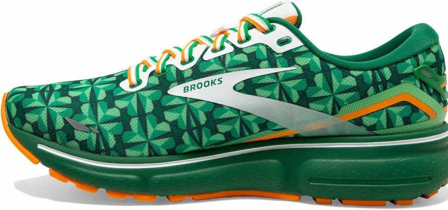 Footwear * | Brooks Men'S Ghost 15 "Run Lucky" (371 Green/White/Orange)