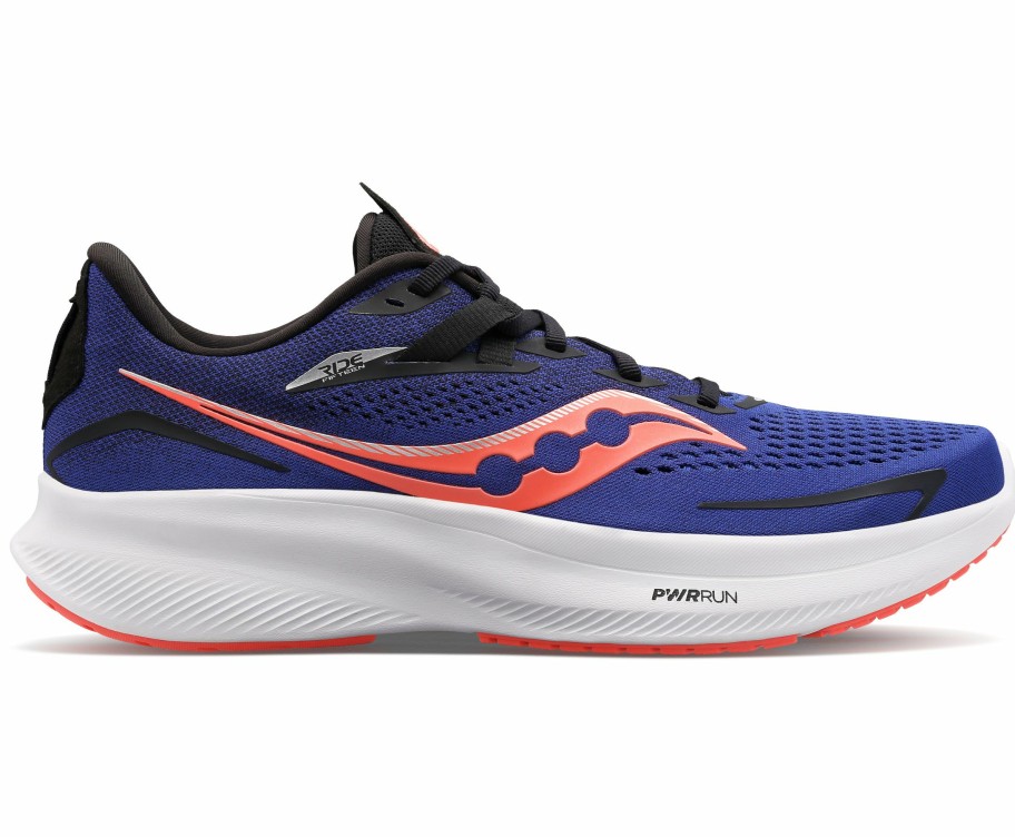 Footwear * | Saucony Men'S Ride 15 (16 Sapphire/Vizi Red)