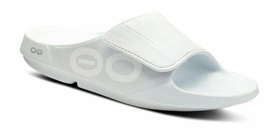 Footwear * | Oofos Unisex Ooahh Sport Flex Slide Sandal (White)