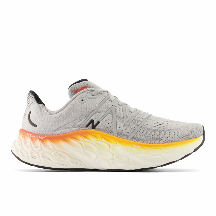 Footwear * | New Balance Men'S Fresh Foam More V4 (Co Aluminum Grey/Neon Dragonfly/Hot Marigold)