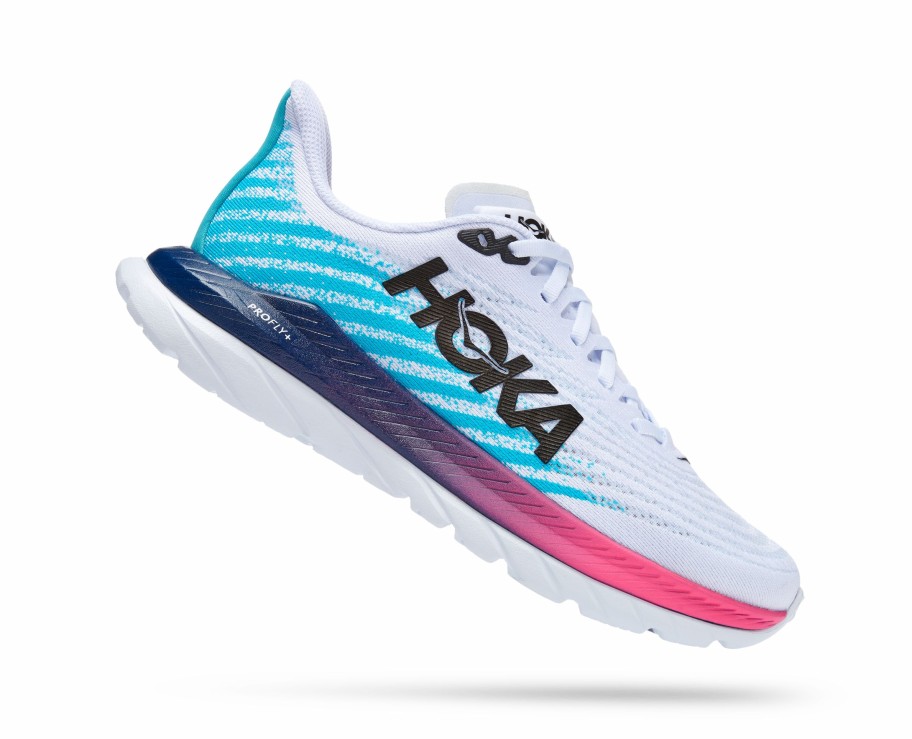 Footwear * | Hoka Men'S Mach 5 (Wsbb White/Scuba Blue)