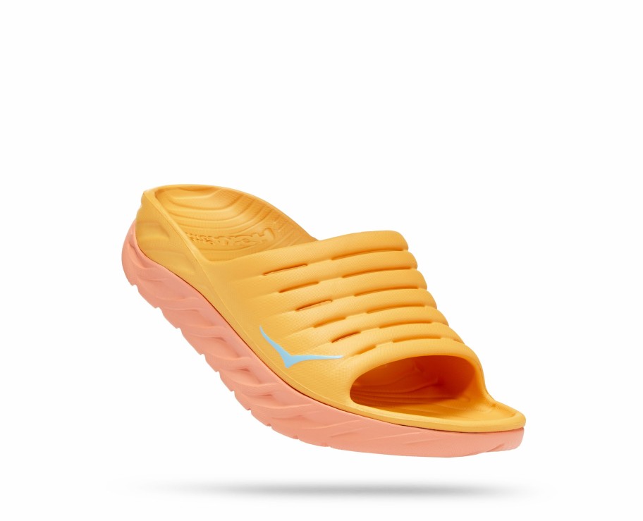 Footwear * | Hoka Unisex Ora Recovery Slide (Aysc Amber Yellow/Shell Coral)