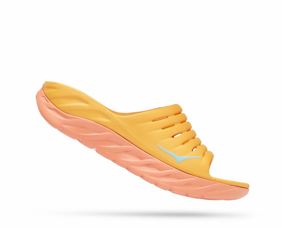 Footwear * | Hoka Unisex Ora Recovery Slide (Aysc Amber Yellow/Shell Coral)