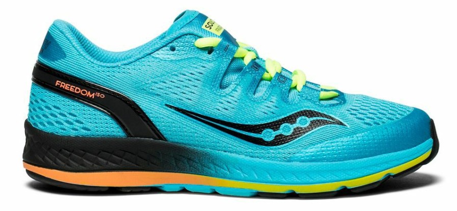 Footwear * | Saucony Kid'S Freedom Iso (Blue/Black/Citron)