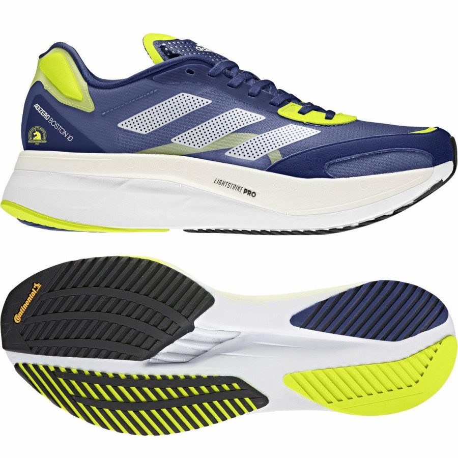 Footwear * | Adidas Men'S Adizero Boston 10 (Victory Blue/Cloud White/Solar Yellow)