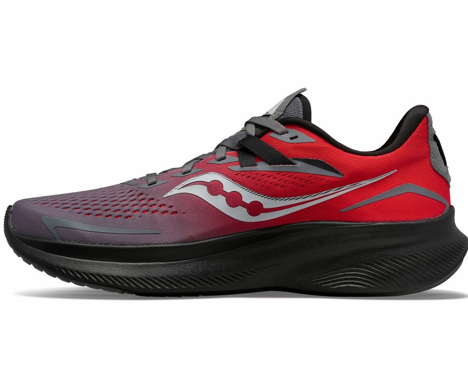 Footwear * | Saucony Men'S Ride 15 (22 Charcoal/Redsky)