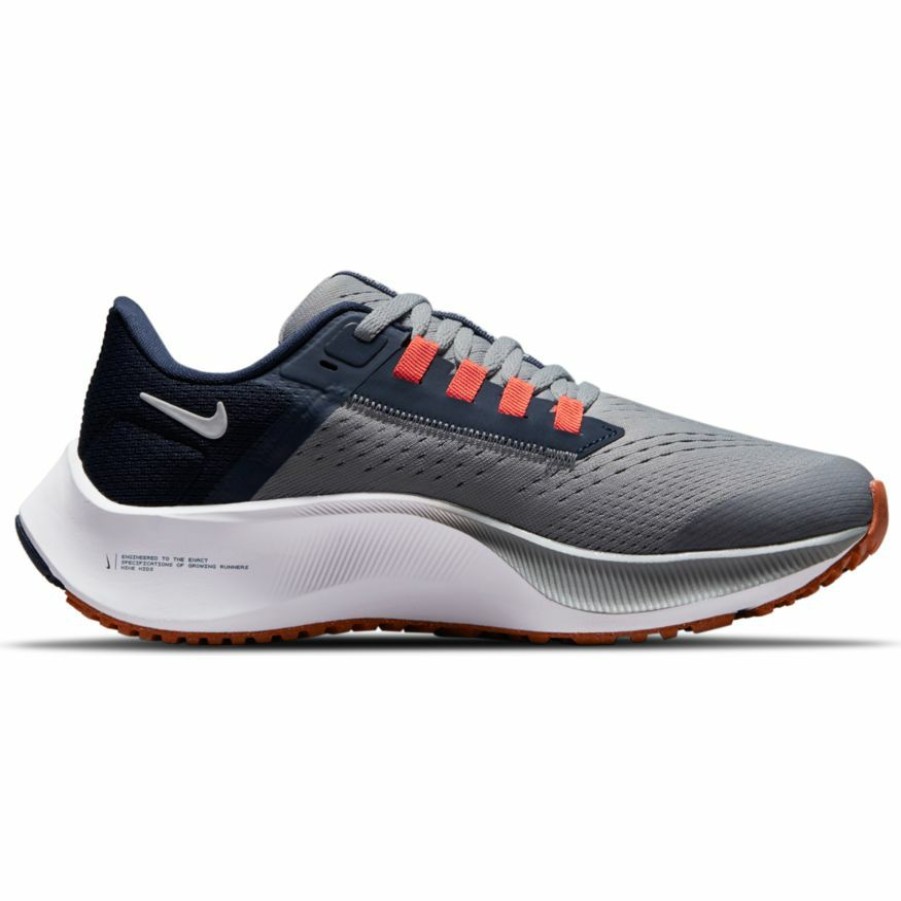 Footwear * | Nike Big Kid'S Zoom Pegasus 38 (012 Particle Grey/White/Midnight Navy/Orange)