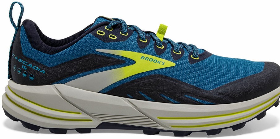 Footwear * | Brooks Men'S Cascadia 16 (469 Mykonos Blue/Peacoat/Lime)