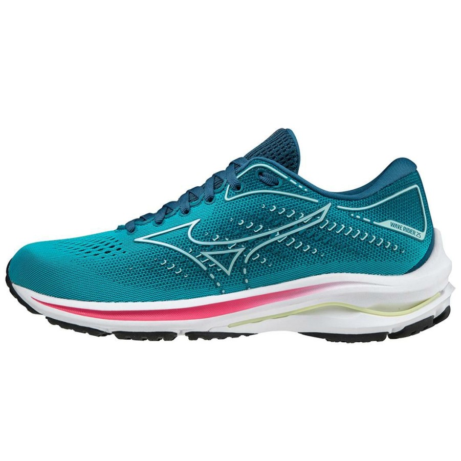 Footwear * | Mizuno Women'S Wave Rider 25 (Lkcw Lake Blue-Clearwater)