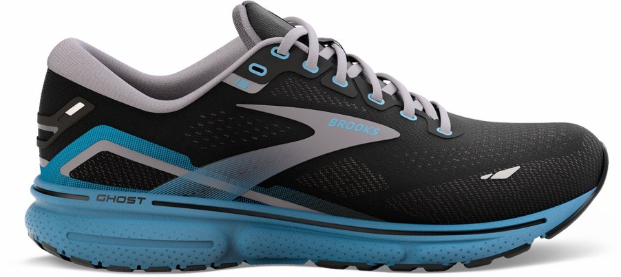 Footwear * | Brooks Men'S Ghost 15 (056 Black/Blackened Pearl/Blue)