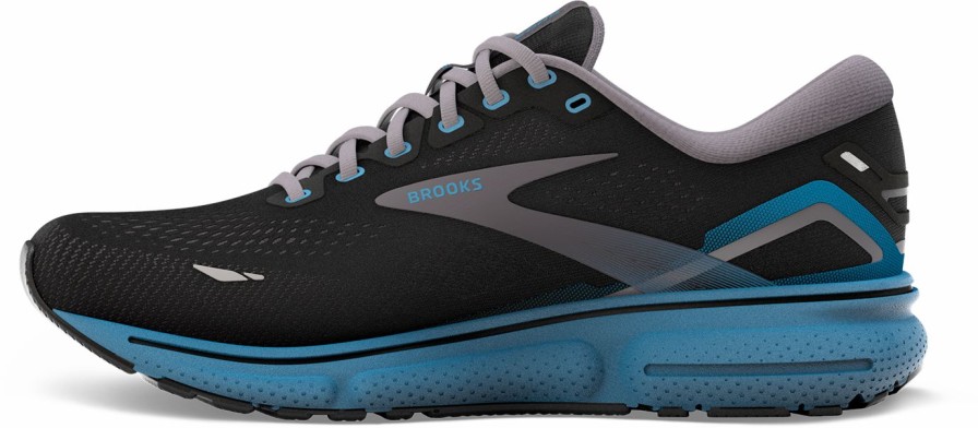 Footwear * | Brooks Men'S Ghost 15 (056 Black/Blackened Pearl/Blue)