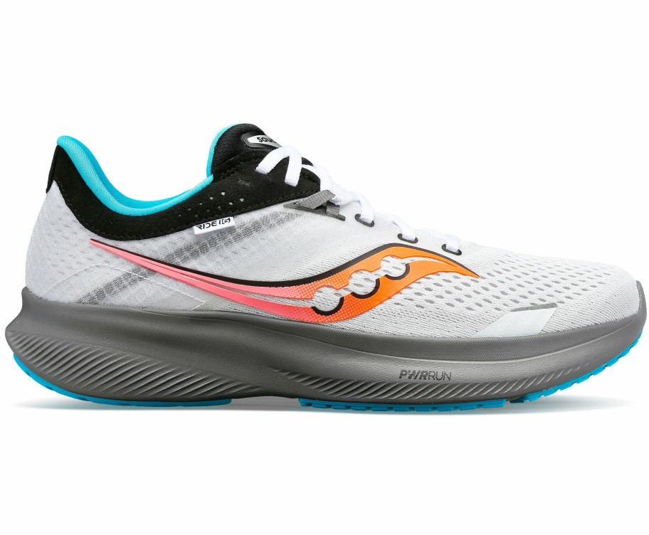 Footwear * | Saucony Men'S Ride 16 (85 White/Gravel)