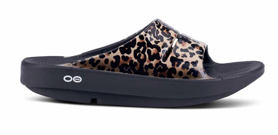 Footwear * | Oofos Women'S Ooahh Limited Slide Sandal (Leopard)