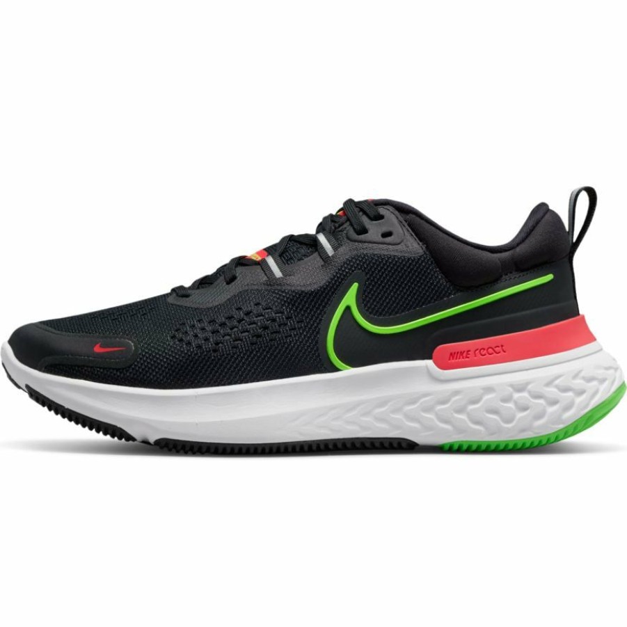 Footwear * | Nike Men'S React Miler 2 (006 Black/Green Strike/Siren Red/White)