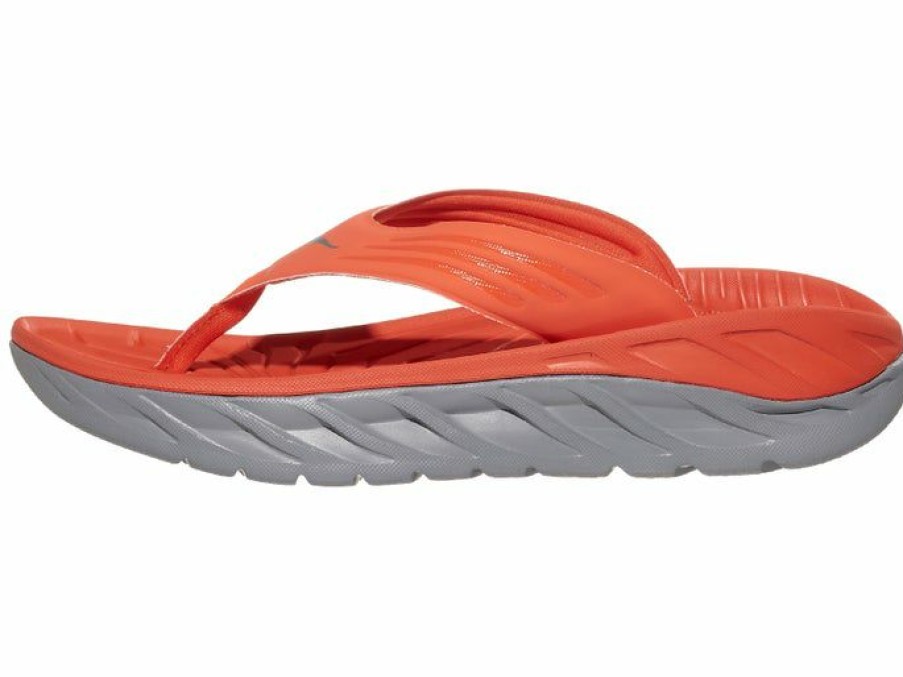 Footwear * | Hoka Men'S Ora Recovery Flip (Mrwdv Mandarin Red/Dove)