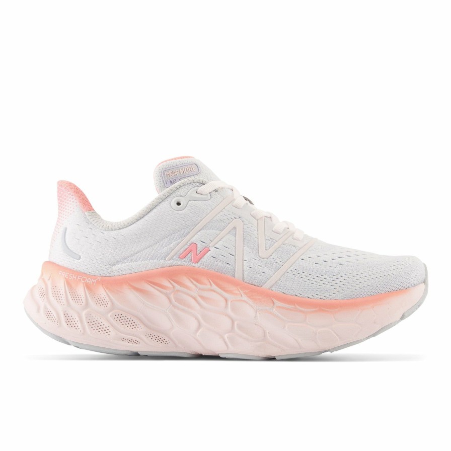 Footwear * | New Balance Women'S Fresh Foam More V4 (Cm- Quartz Grey/Washed Pink/Grapefruit)