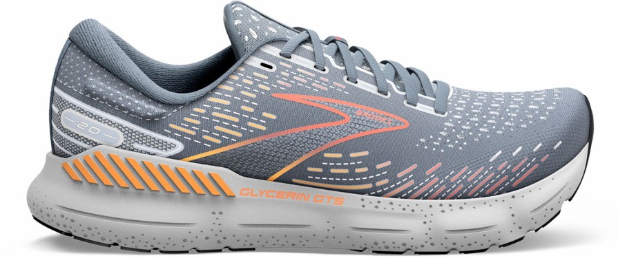 Footwear * | Brooks Men'S Glycerin Gts 20 (034 Grey/Chili Oil/Orange)